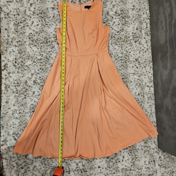 Donna Karan SZ 4 Light Orange Fit & Flare Sleeveless Midi Dress W/Pockets FLAWED - Picture 4 of 12